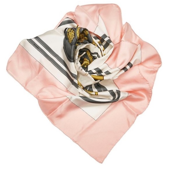 Hermes Accessories - HERMES Carre 90 Scarf "BRIDES de GALA par" Silk Pink and White Authentic